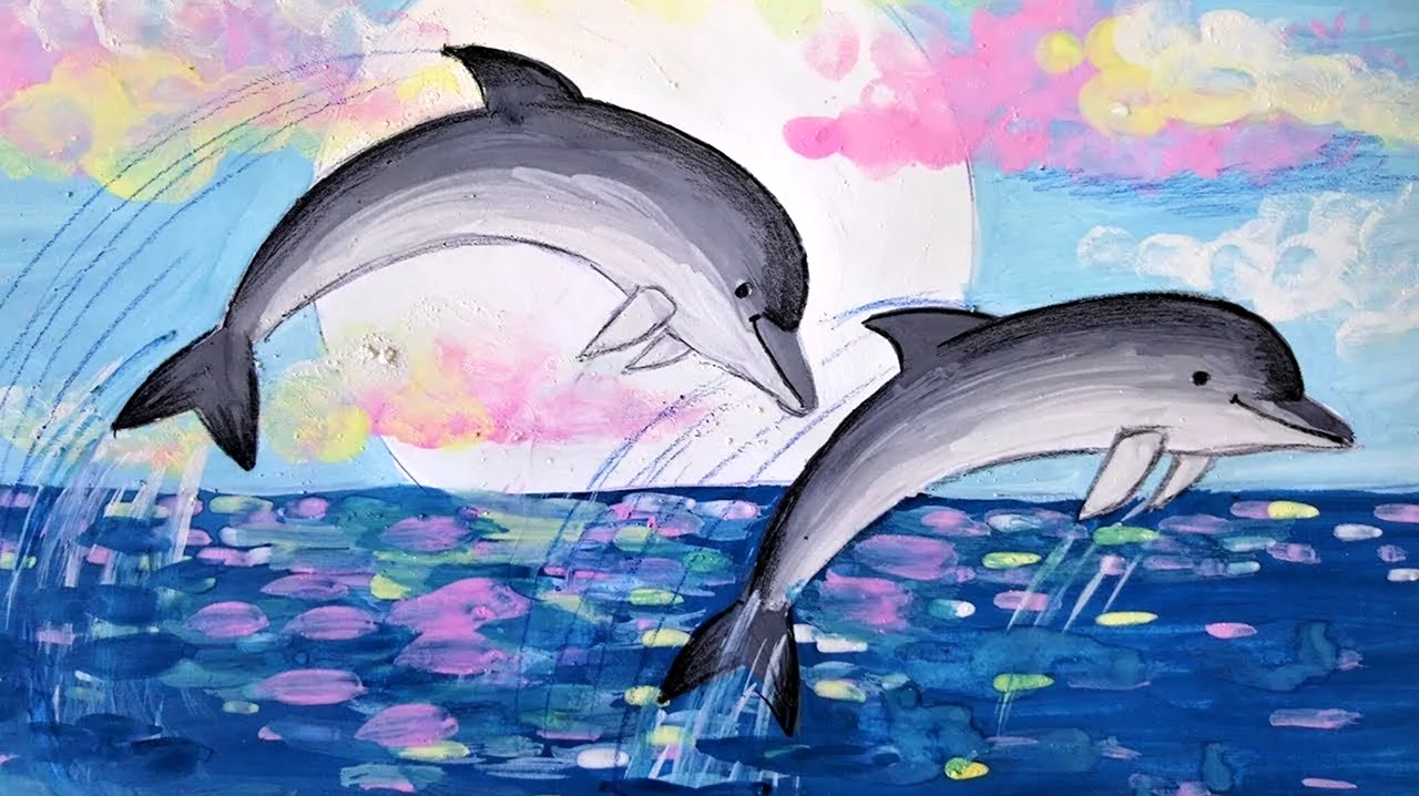 Дельфин рисунок для срисовки