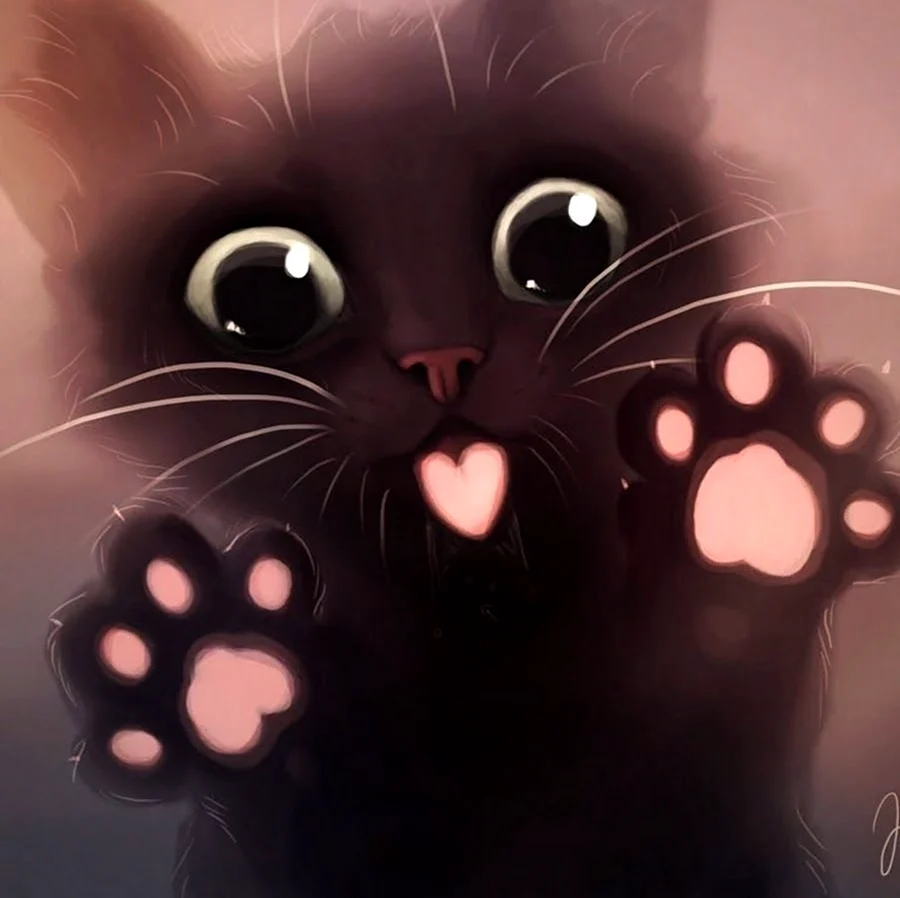 Как нарисовать котёнка с милыми глазками маленького чёрного и белого
