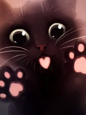 Как нарисовать котёнка с милыми глазками маленького чёрного и белого