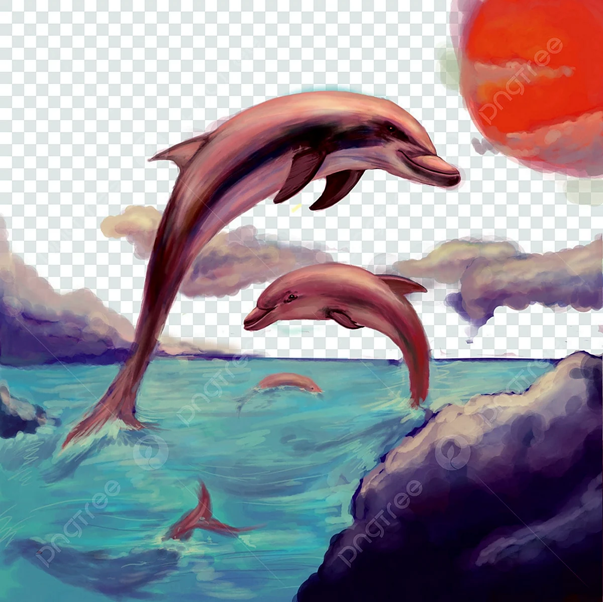 Картина розового дельфина