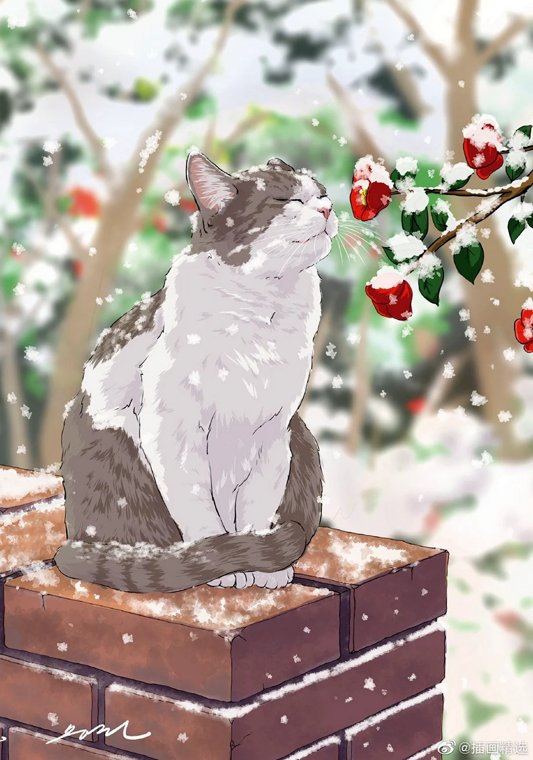 Котенок зимой арт