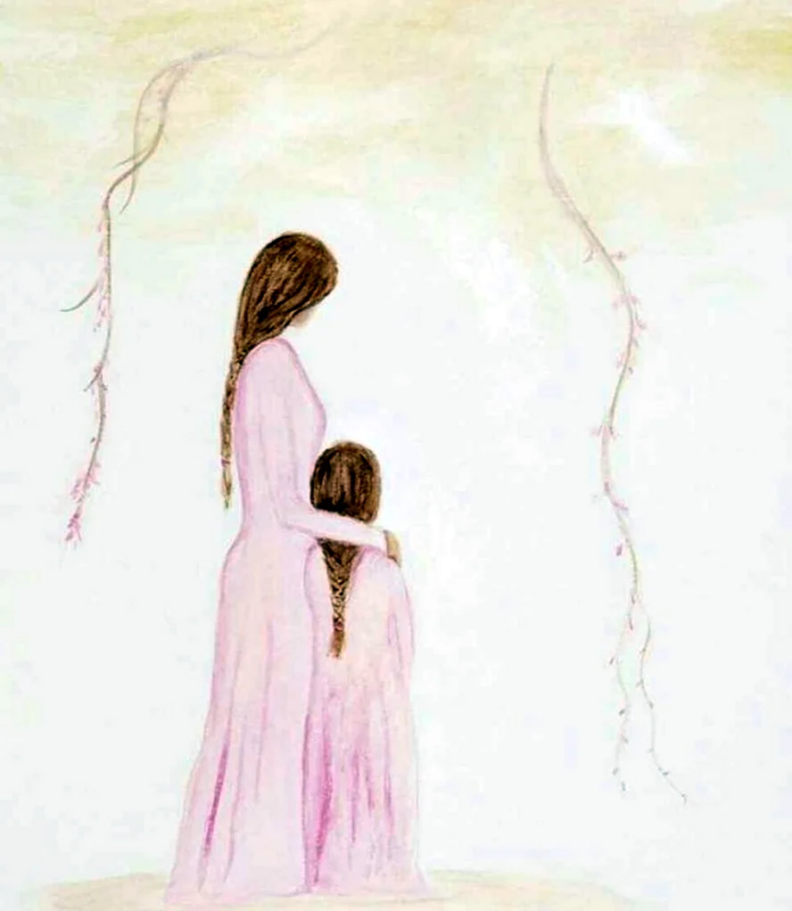 Мама и дочка рисунок