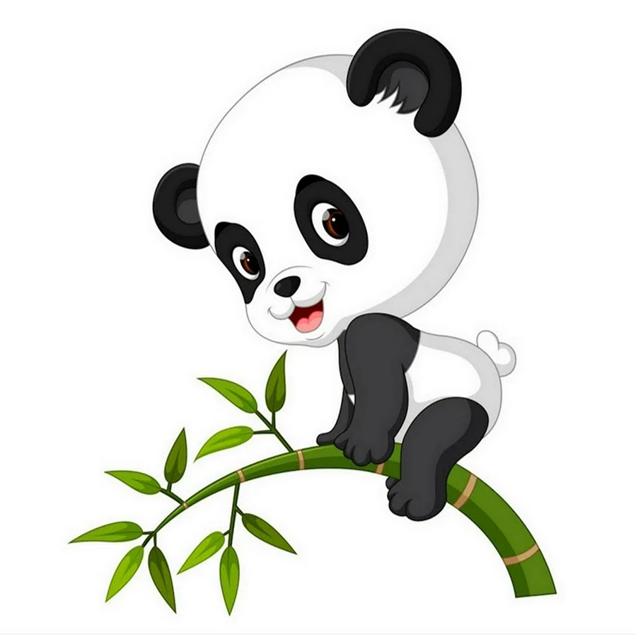 Мультяшная Панда с бамбуком