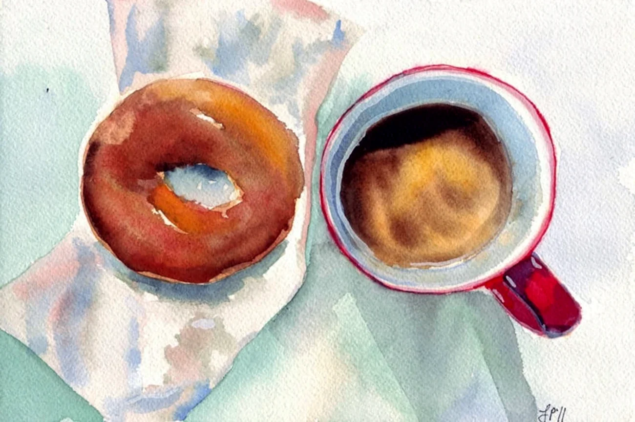 Пончик с кофе иллюстрация