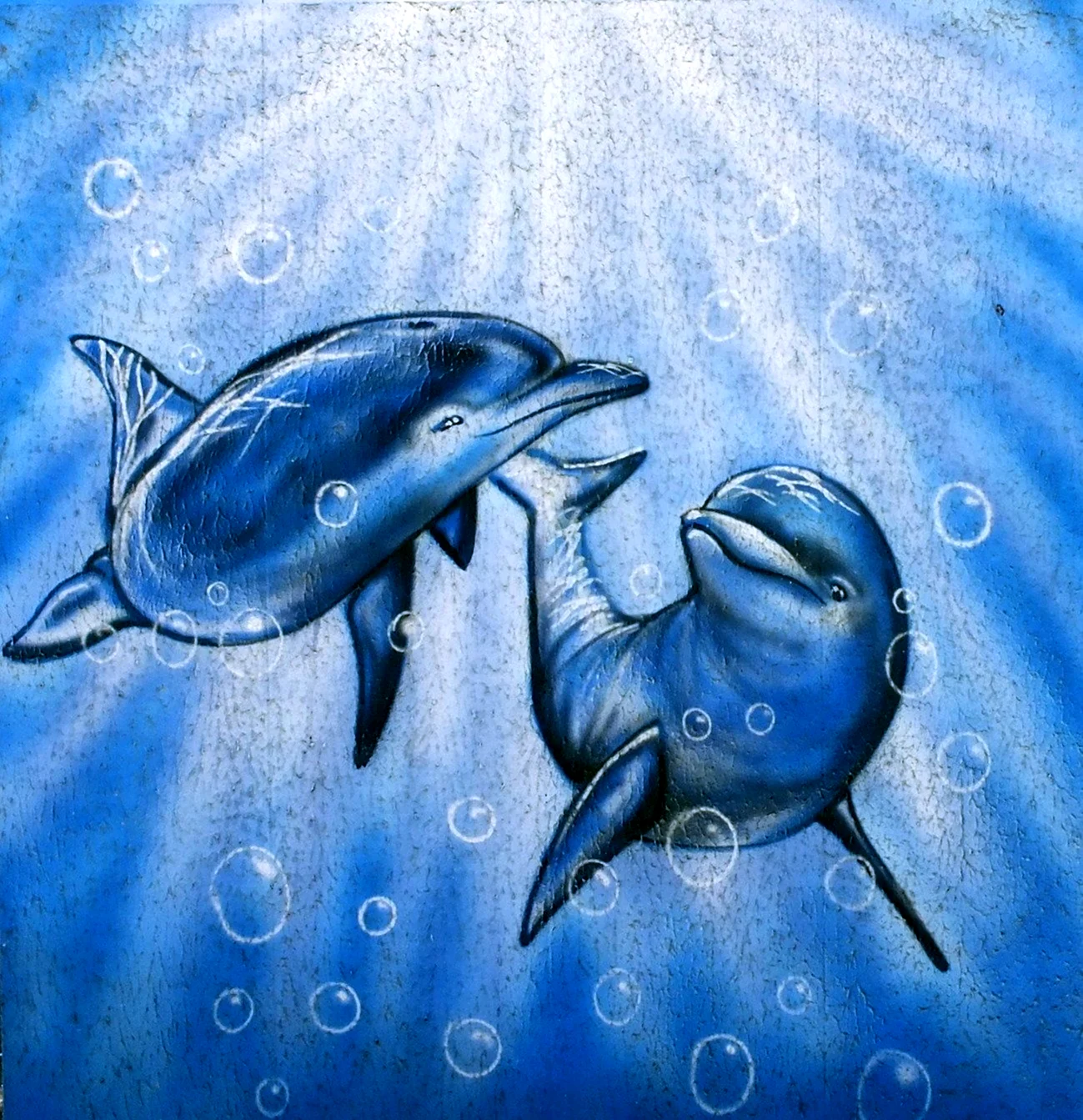 Рисунки цветными карандашами дельфины
