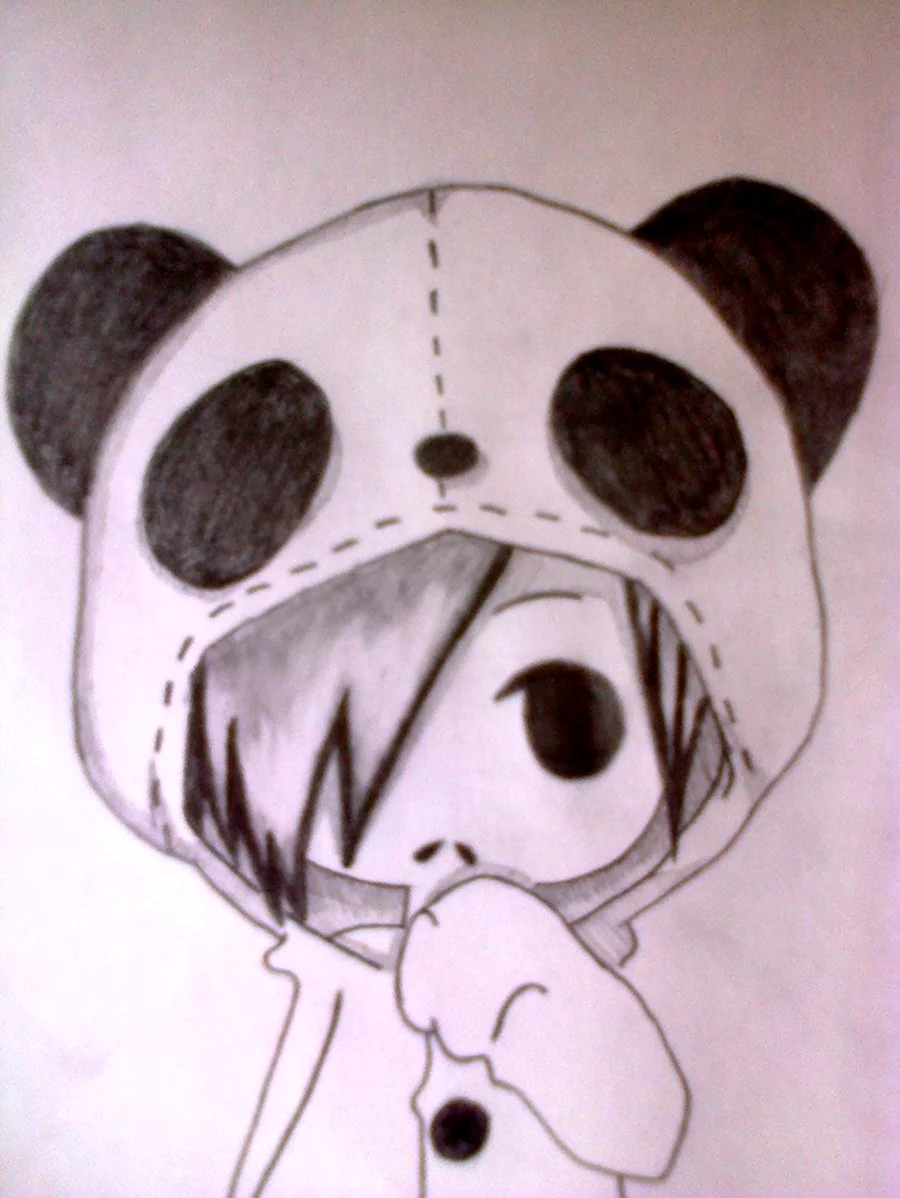 Срисовка легко девушки панды