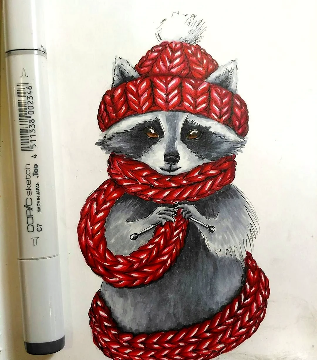 Животные в шарфе рисунок