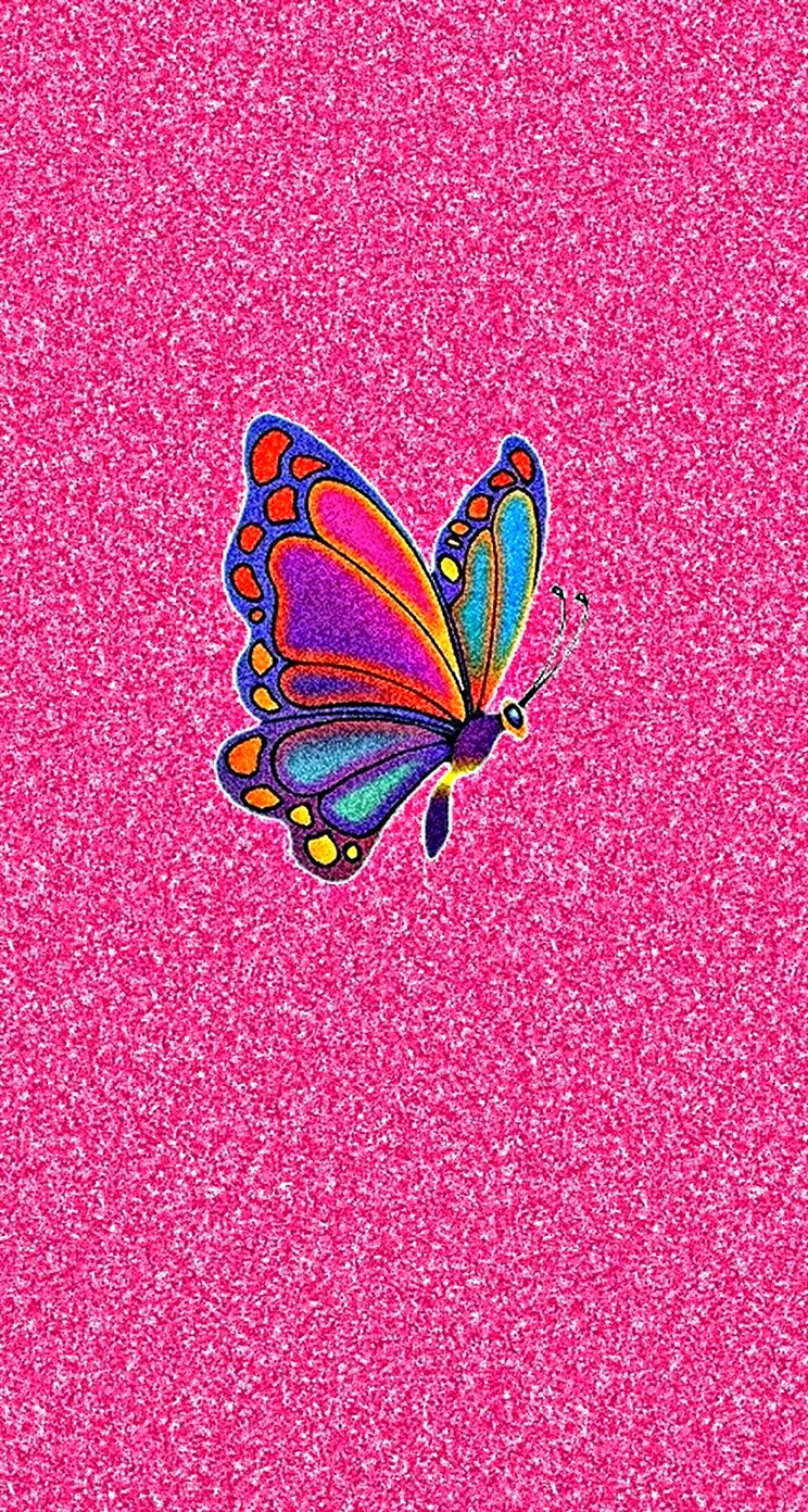 Розовый фон с бабочками