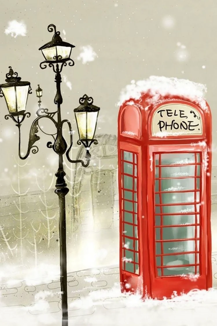 Телефонная будка зимой
