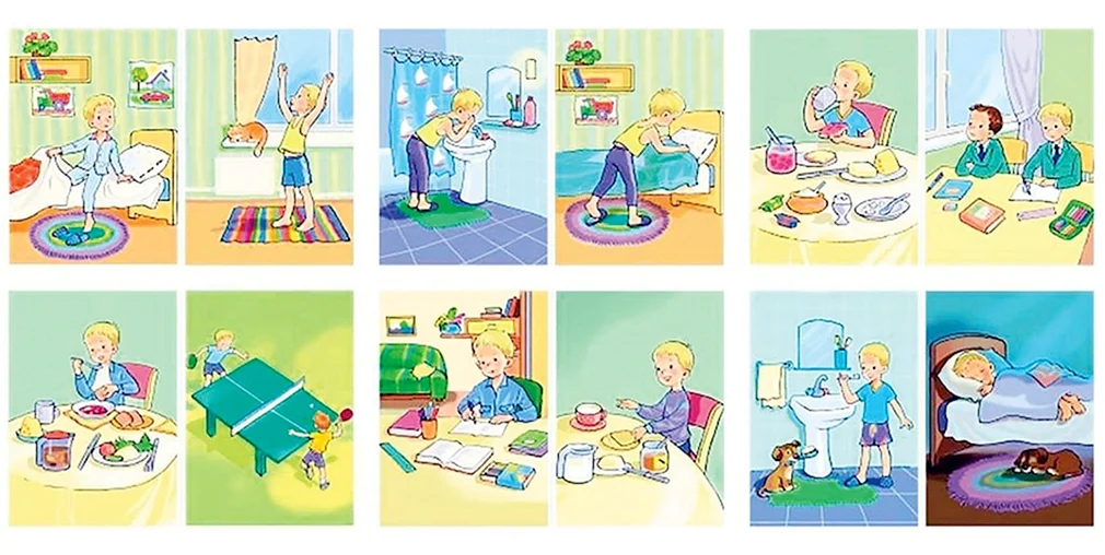 Карточки режим дня дошкольника