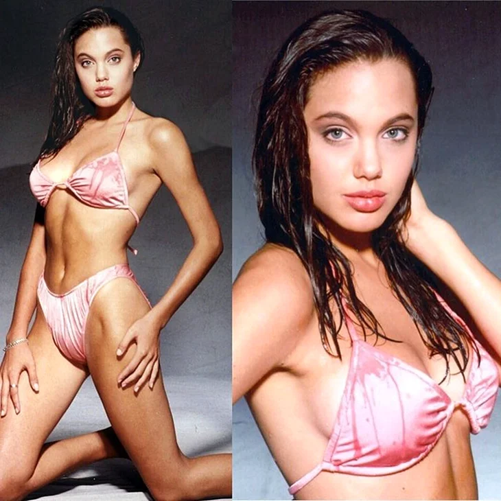 Анджелина Джоли в молодости в купальнике