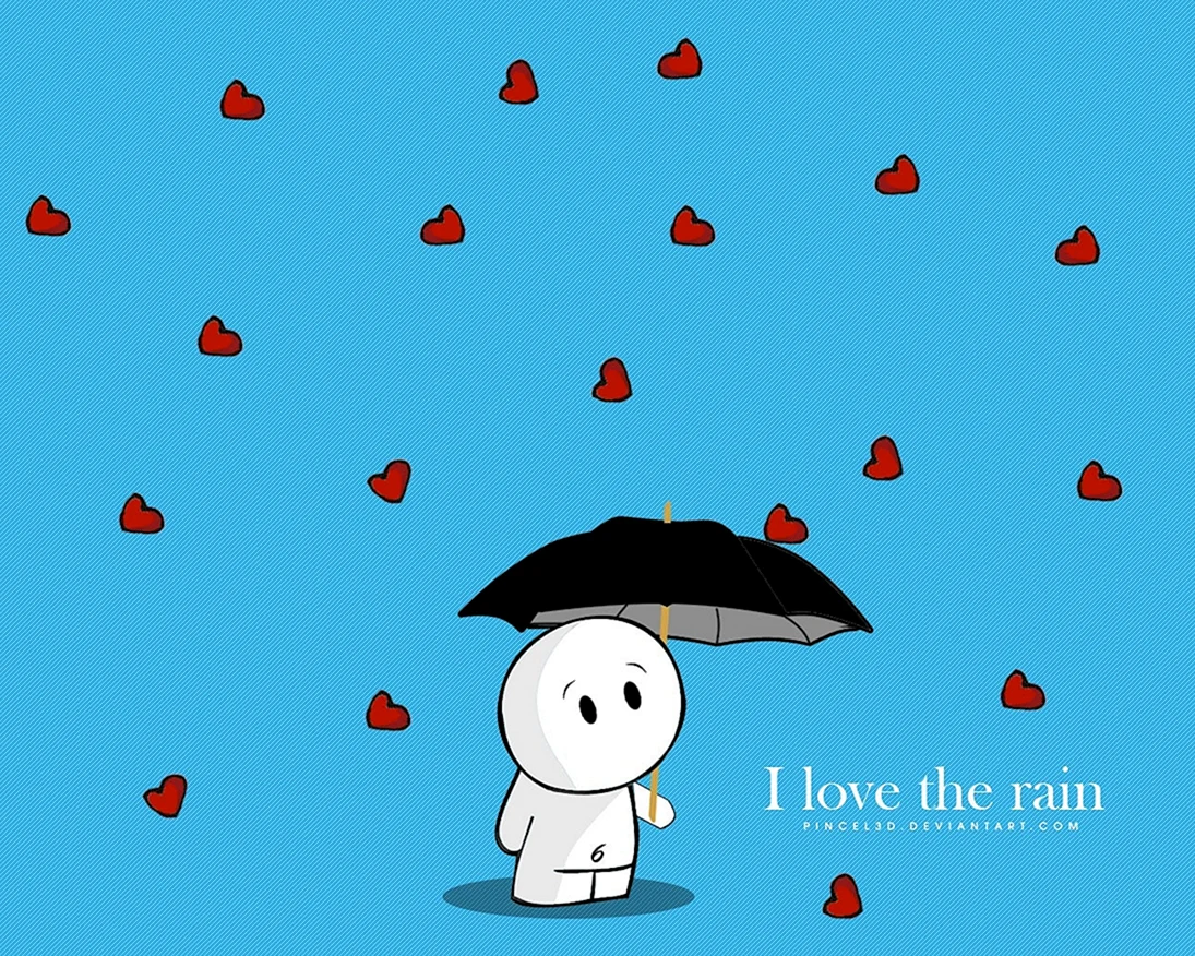 Человечек с сердцем и дождь