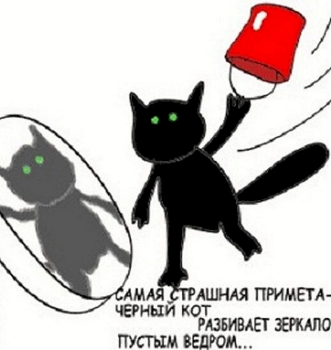 Черный кот с пустым ведром