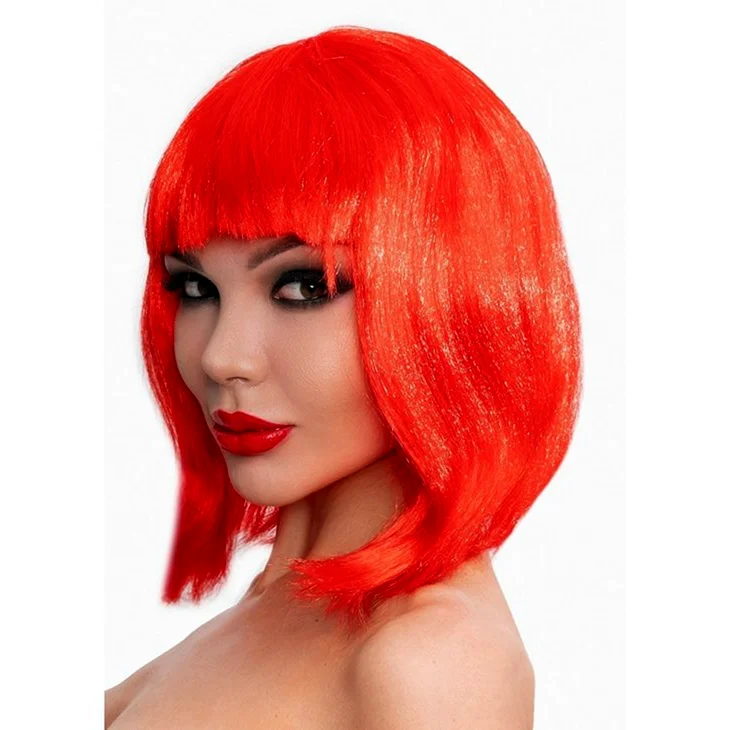 Красный парик каре с ушками