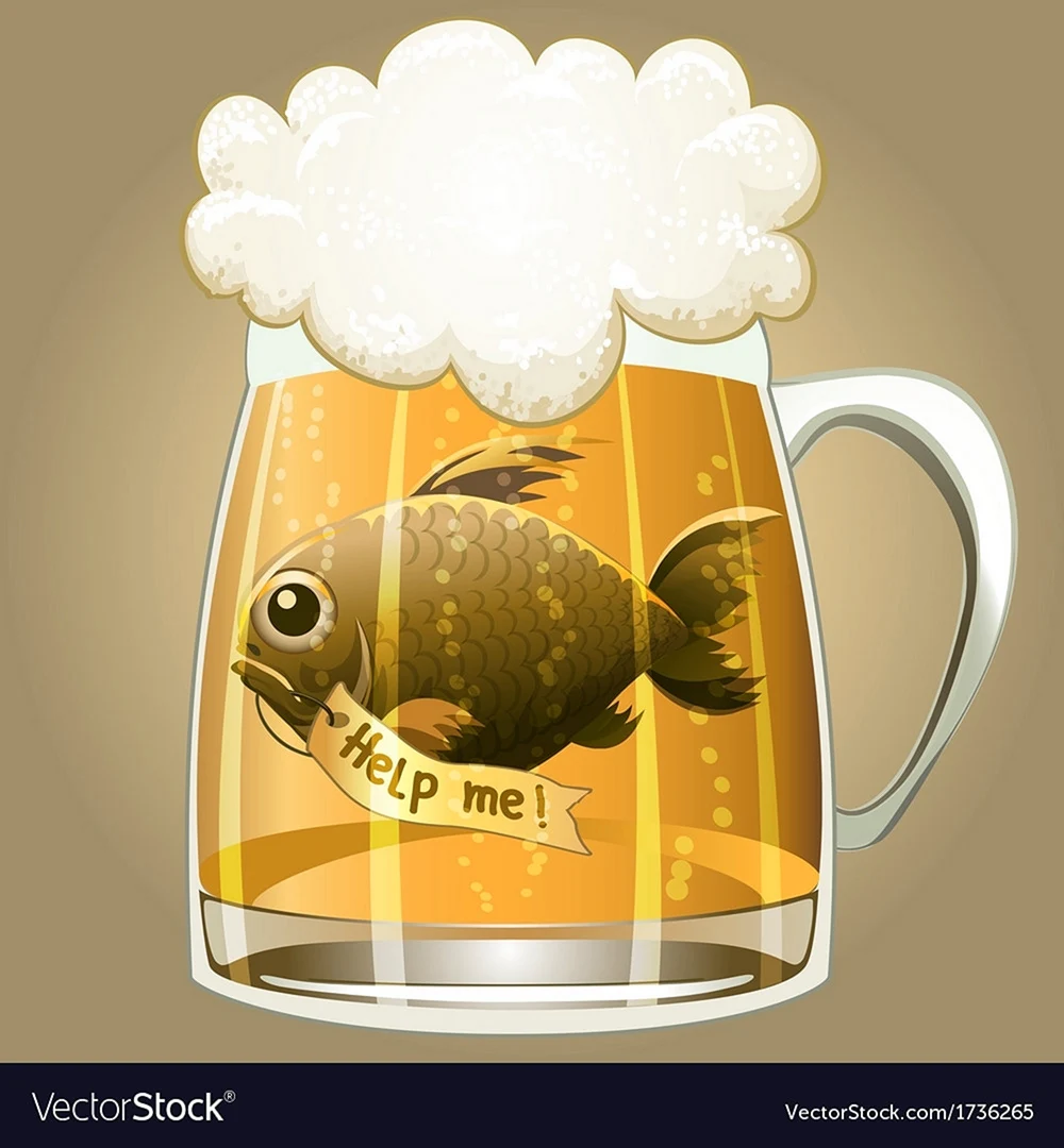 Кружка пива с рыбой