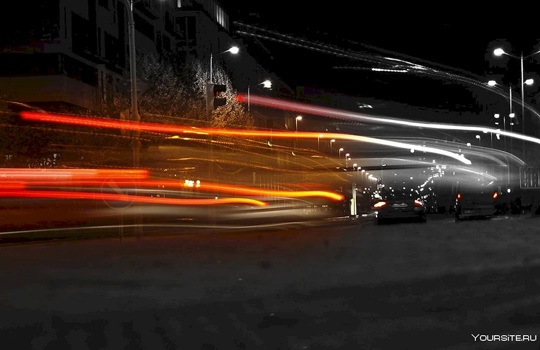 Машина в движении ночью