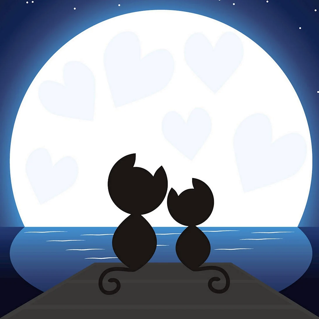 На фоне Луны два кота
