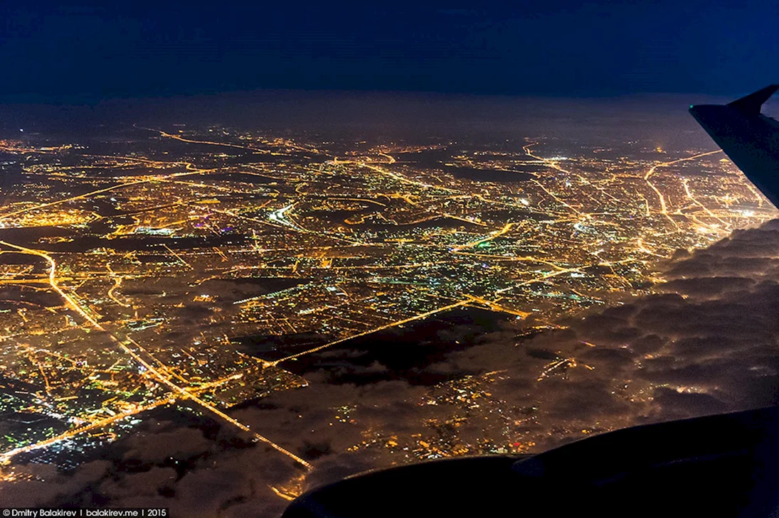 Ночной Каир с самолета